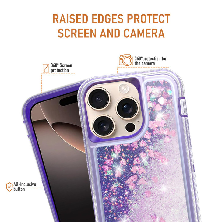 Asuwish Phone Case Compatible with iPhone 16 Pro 63 inch Screen Protector Bling Liquid Glitter Clear Hybrid Shockproof T
