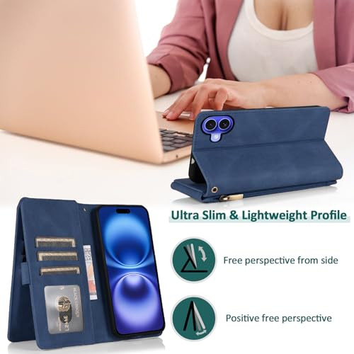 Asuwish Compatible with iPhone 16 61 inch Wallet Case Tempered Glass Screen Protector and Zipper Retro Leather Flip Cove