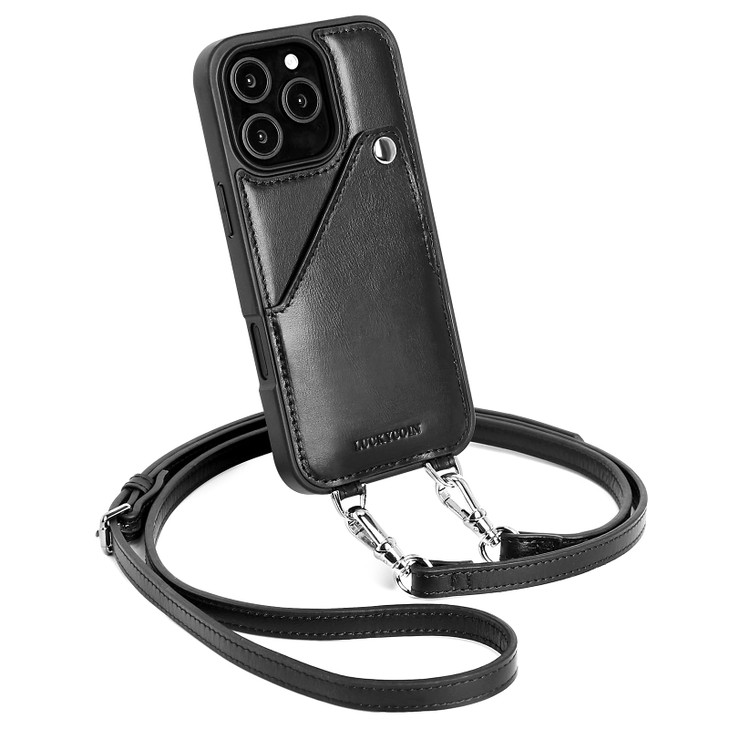 Leather Wallet Phone Case Compatible with iPhone 16 ProCrossbody Lanyards Wallet Phone Case for WomenPurse Flip Card Pou