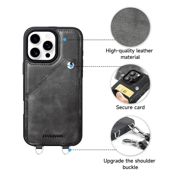 Leather Wallet Phone Case Compatible with iPhone 16 ProCrossbody Lanyards Wallet Phone Case for WomenPurse Flip Card Pou