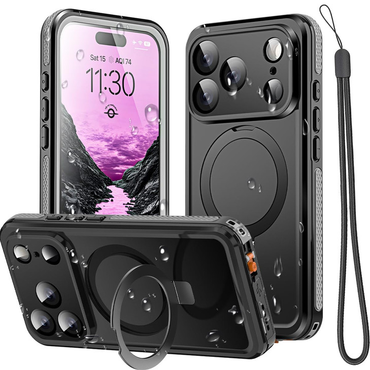 AICase Magnetic for iPhone 17 Pro Max Case Waterproof MagsafeRing Invisible Stand Screen ProtectorIP68 UnderwaterDroppro