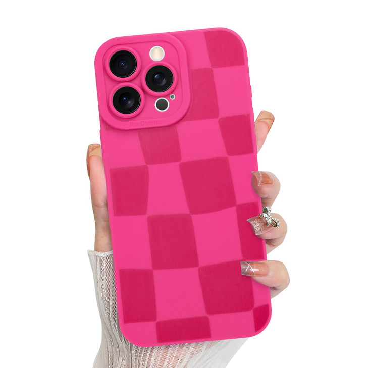 KANGHAR Compatible with iPhone 16 Pro Case Silicone Checkered Cute Pattern Camera Protection Soft Slim Phone Case for Gi