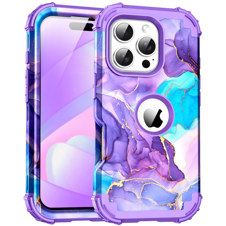 BQQFG for iPhone 16 Pro Max CaseThree Layer Heavy Duty Shockproof Hybrid Hard Plastic Bumper Soft Silicone Rubber Drop P
