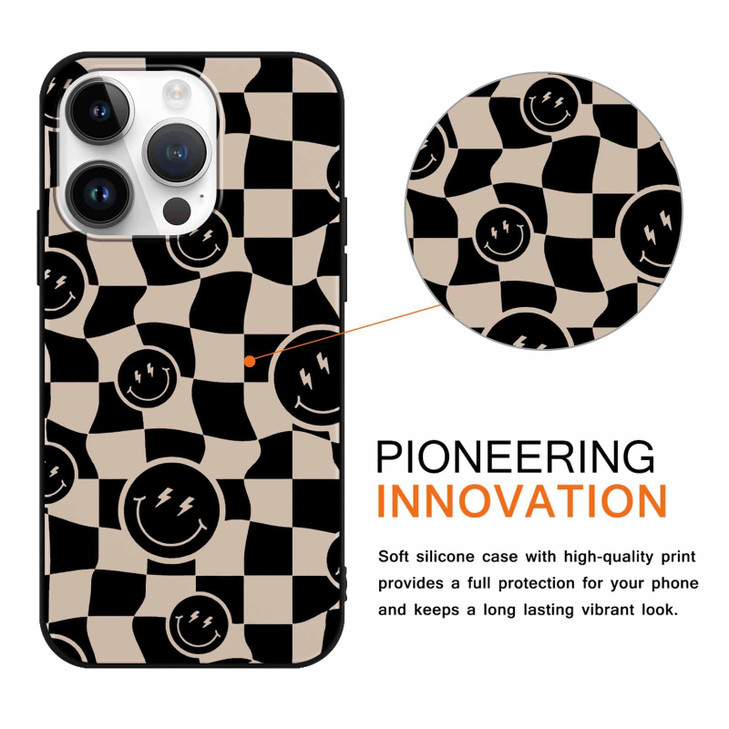 Yomjew 2 Pack Cute Checkerboard Checkered Grid Chess Smile Case for iPhone 16 Pro 63 inch Aesthetic AntiScratch Soft Sli