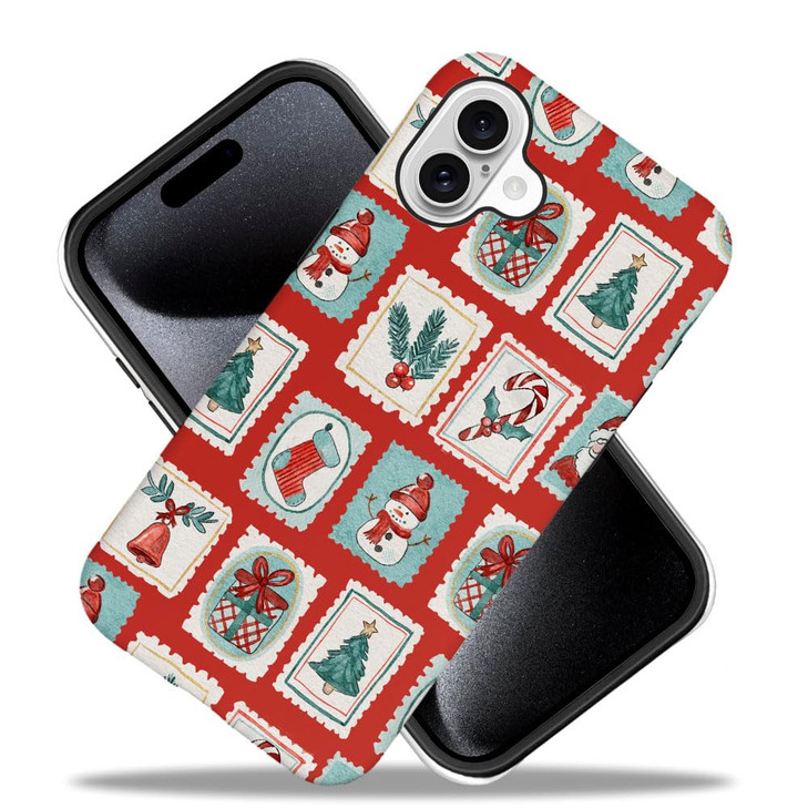 Generic Compatible with for iPhone 16 PlusWatercolor Christmas Stamp Snowman Phone Case for Girl Women Boy MenScratch Re