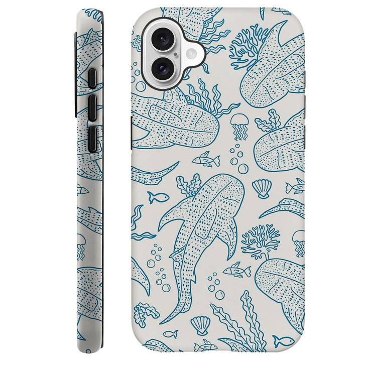 Generic Compatible with for iPhone 16 PlusCoral Reef Whale Shark Ocean Sea Phone Case for Girl Women Boy MenScratch Resi