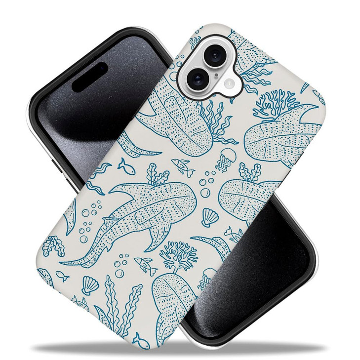Generic Compatible with for iPhone 16 PlusCoral Reef Whale Shark Ocean Sea Phone Case for Girl Women Boy MenScratch Resi