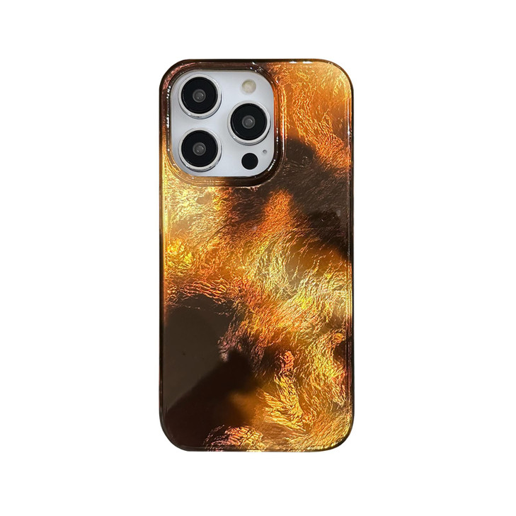 Reezaddin Tortoise Shell Aesthetic Bling Phone Case for iPhone 16 Pro MaxTrendy Brown Amber Leopard Print Glitter Retro