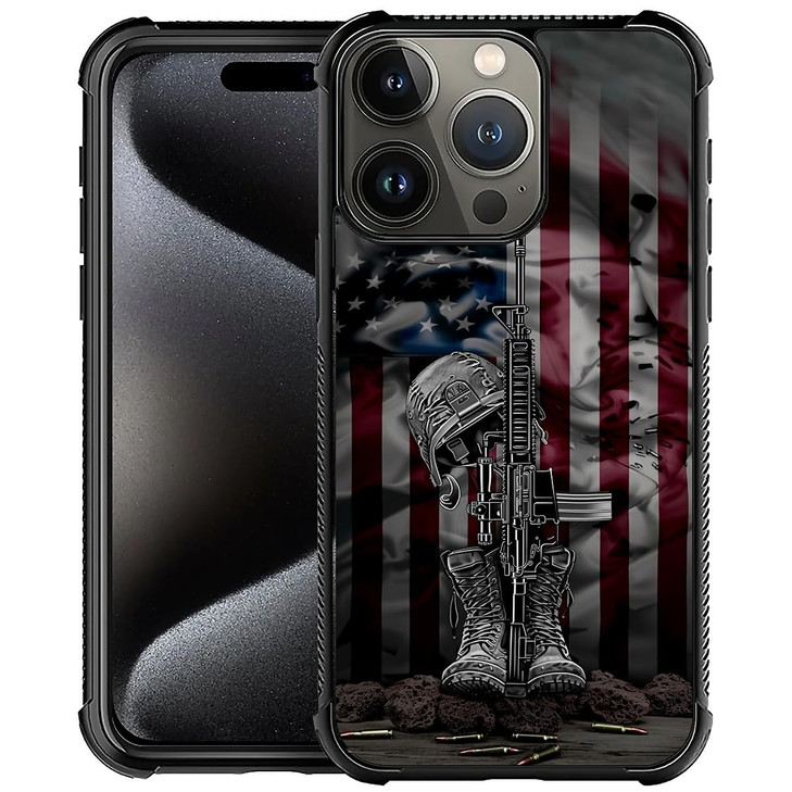 ZHEGAILIAN Compatible with iPhone 16 Pro Max Casean American Flag and Helmet for Men BoyDrop Protection with Soft TPU Bu