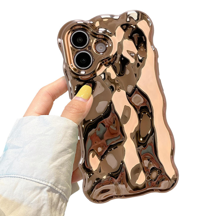 XIZYO for iPhone 16 Plus Case 67 Inch Cute Wave Pattern Aesthetic Phone Case 3D Curly Wavy Shape Plating Glitter Bling f