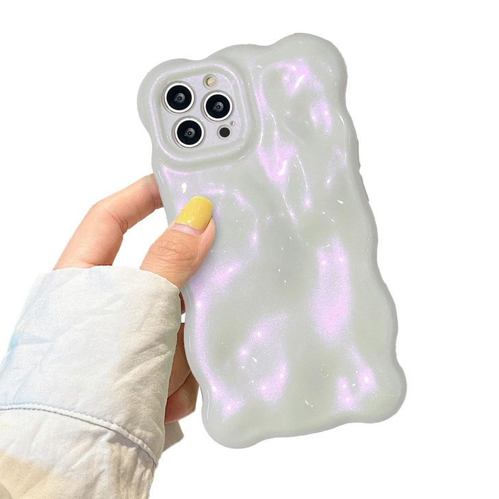 XIZYO for iPhone 16 Pro Case 63 Inch Cute Wave Pattern Aesthetic Phone Case 3D Curly Wavy Shape Plating Glitter Bling fo