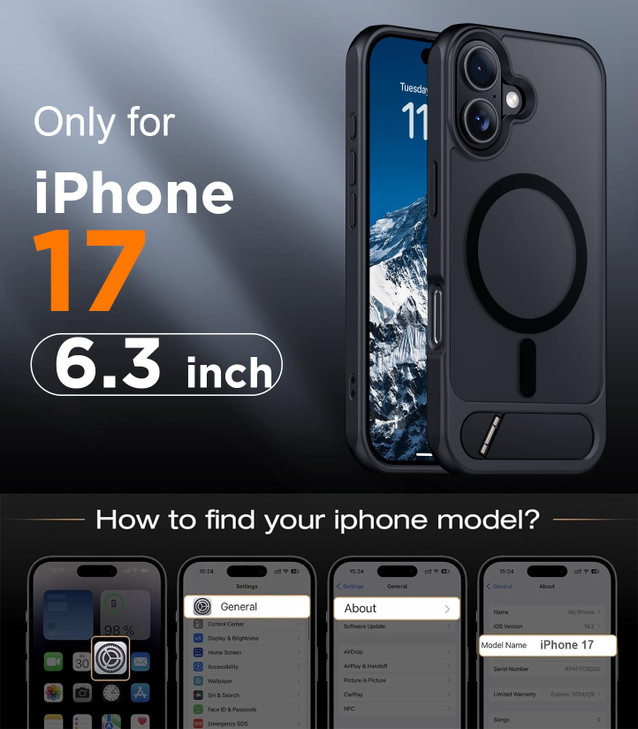 Temdan Designed for iPhone 17 Case Builtin Invisible KickstandCompatible with MagSafeMilitary Grade Shockproof Slim Tran