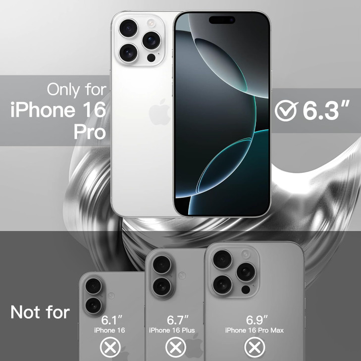 JETech Magnetic Case for iPhone 16 Pro 63Inch Camera Lens Full Protection Compatible with MagSafe Wireless Charging Shoc