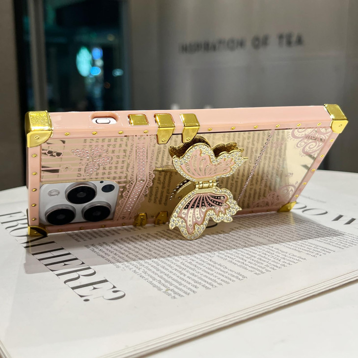 Changjia Glitter Kickstand Case for for iPhone 16Cute Luxury Bling Sparkly Rhinestones Butterfly with Foldable Stand Ele