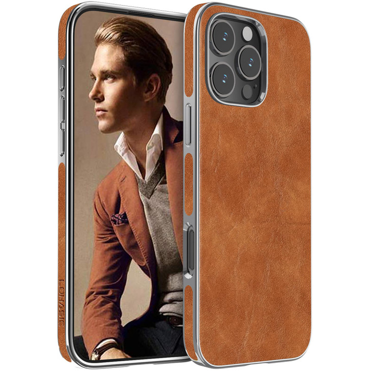 LOHASIC for iPhone 16 Pro Max Case Classic Leather Luxury Slim PU Flexible Bumper NonSlip Grip Shockproof Full Body Prot