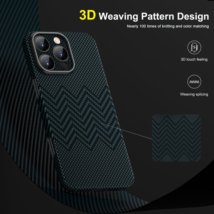 memumi Magnetic Case for iPhone 16 Pro Max Carbon Fiber Wavy Texture Compatible with MagSafe Sturdy Durable Cover for iP