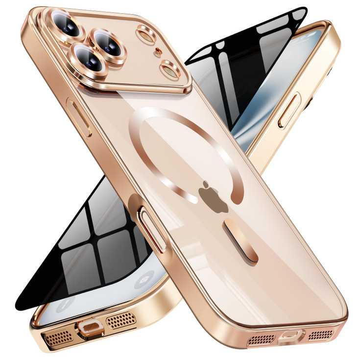 Magnetic for iPhone 17 Pro Max Case with Privacy Screen Protector Full Camera CoverNonYellowing Shockproof Clear Phone C