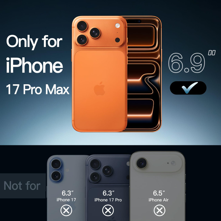JETech Case for iPhone 17 Pro Max 69Inch NonYellowing Shockproof Phone Bumper Cover AntiScratch Clear Back Orange