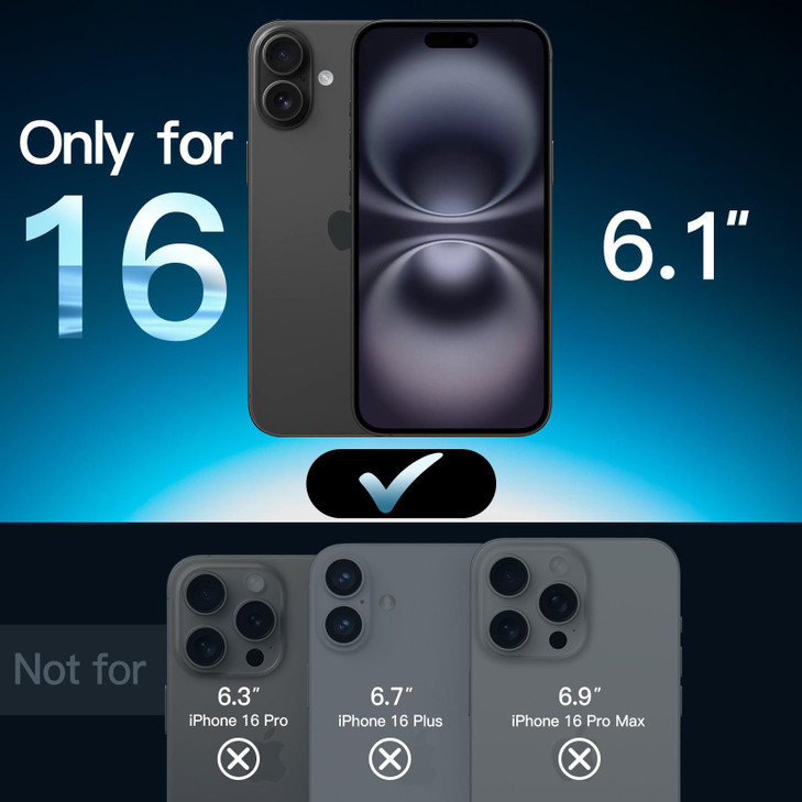 JETech 5 in 1 Matte Case for iPhone 16 61Inch with 2Pack Each Tempered Glass Screen Protector and Camera Lens Protector