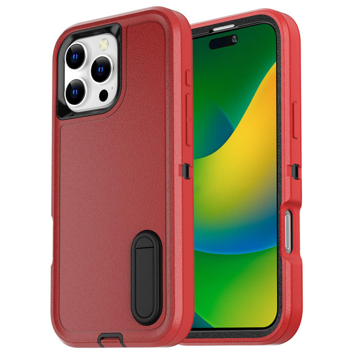 AICase for iPhone 16 Pro Case with Builtin StandTripe Layer Heavy Duty Drop Protection Full Body Rugged Shockproof Milit