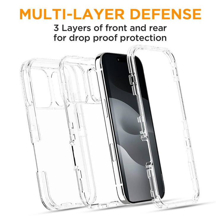 AICase for iPhone 17 Pro Max Case Clear 3 in 1 Heavy Duty Drop Protection Full Body Rugged ShockproofDust Proof Triple L