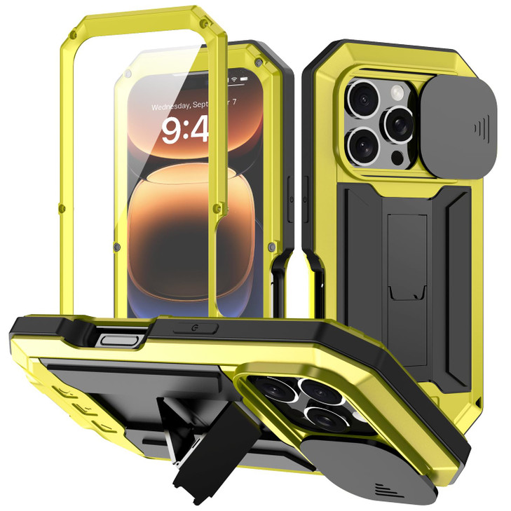 Simicoo Compatible with iPhone 16 Plus Case with Screen Camera Protector Kickstand Rugged Military Metal Heavy Duty Wate
