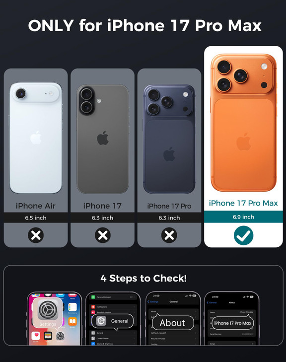 Goton for iPhone 17 Pro Max Case with Privacy Tempered Glass Screen Protector Camera Lens Protector Compatible with MagS