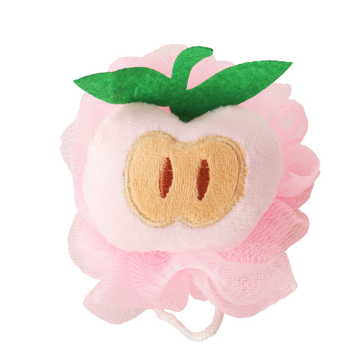 Rocutus 4pcs Child Bath Shower Sponge Pouf Loofahs Mesh Brush Shower Ball Cute Bath Flower with Hooks for Travel (Mixed 3)