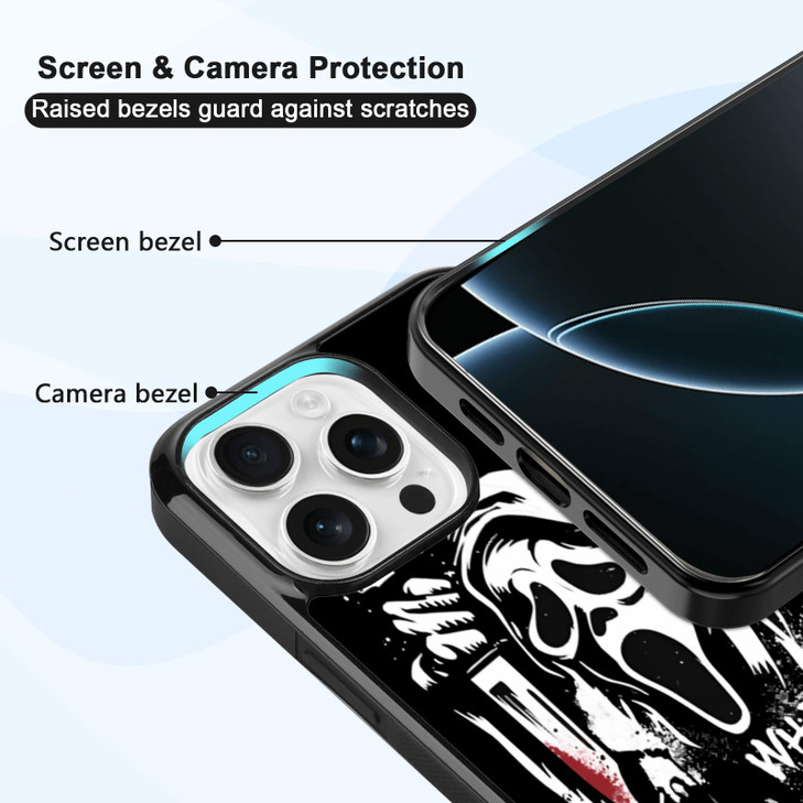 MMYAJT Favorite Scary Phone Case Compatible with iPhone 16 Pro Max Scream iPhone Case Shockproof Black and White Phone H