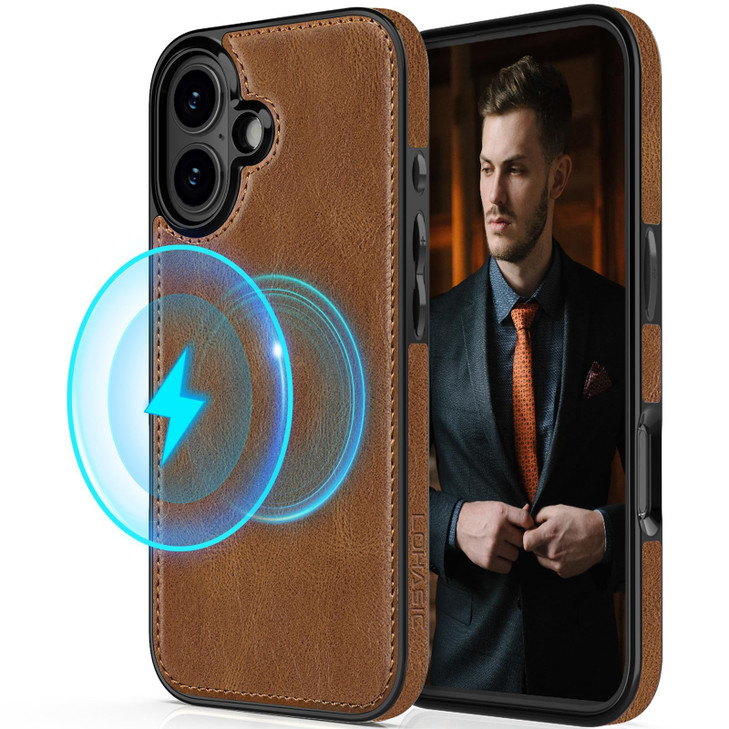 LOHASIC Compatible with MagSafe for iPhone 16 Plus Case 67 inch 2024 Luxury Leather Strong Magnetic Shockproof Cover Pro