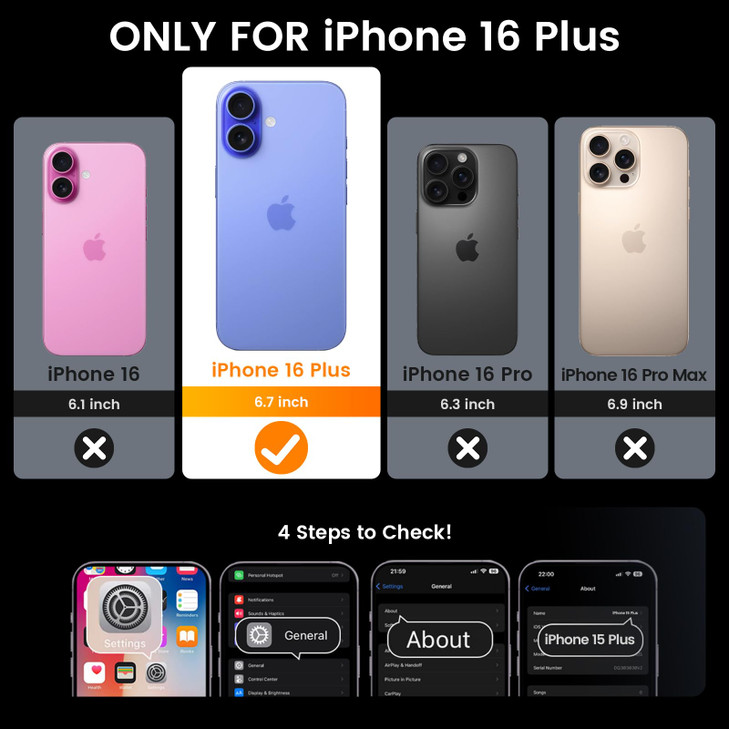 Goton Compatible for iPhone 16 Plus Case with Screen Protector Slide Camera Cover Protective Phone Case with Ring Stand