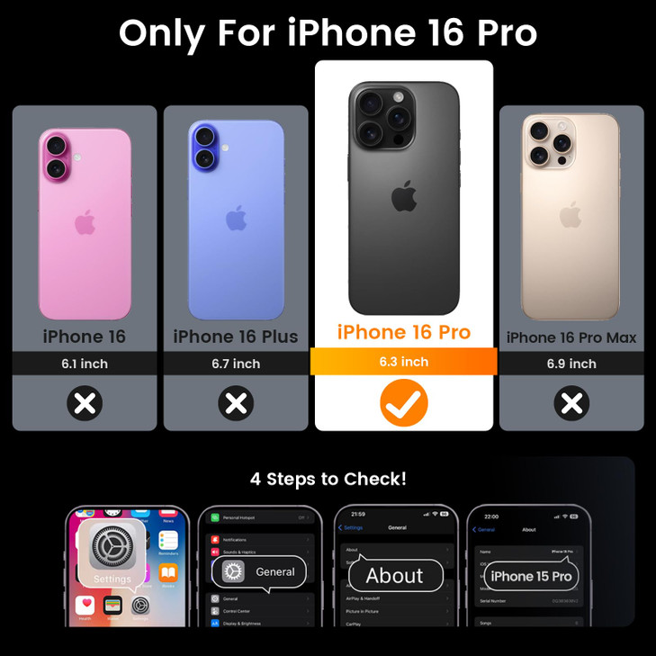 Goton Compatible for iPhone 16 Pro Case with Screen Protector Slide Camera Cover Protective Phone Case with Ring Stand H