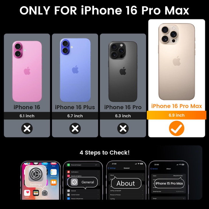 Goton Compatible for iPhone 16 Pro Max Case with Screen Protector Slide Camera Cover Protective Phone Case with Ring Sta