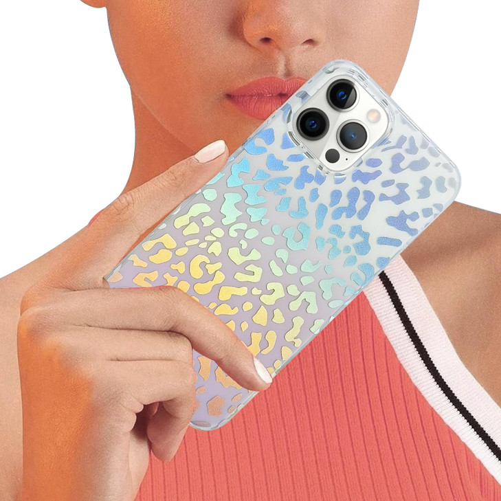 Omorro Compatible with iPhone 16 Pro Leopard Case for Women Luxury Glitter Leopard Cheetah Print Designed Colorful Laser