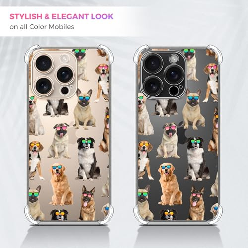 GlamCase Clear Case for iPhone 16 Pro iPhone 16 Pro Clear Case Dog Pattern with Sunglasses Design Printed Durable Clear