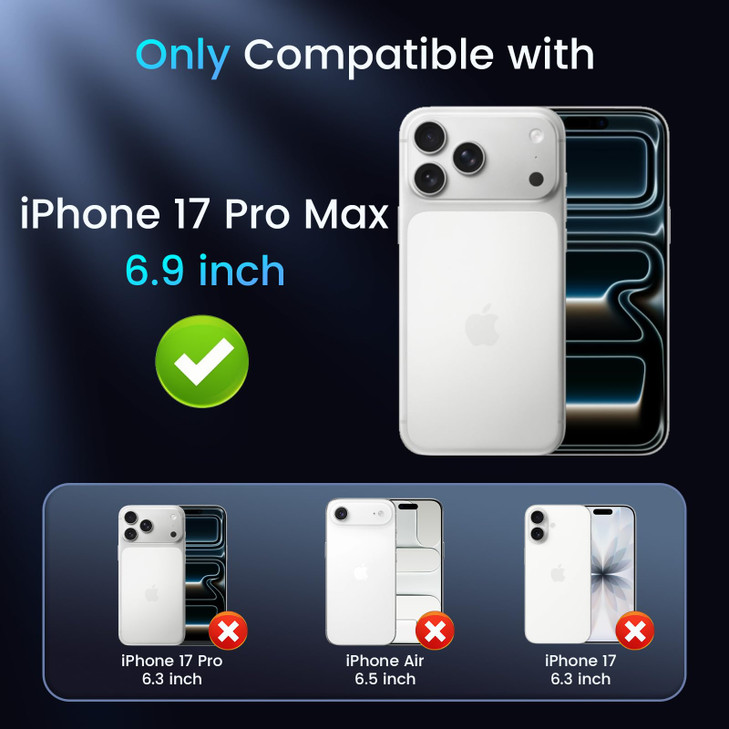 3 in 1 for iPhone 17 Pro Max Case Compatible with MagSafe Invisible Kickstand HD Screen Protector Camera Lens Protector