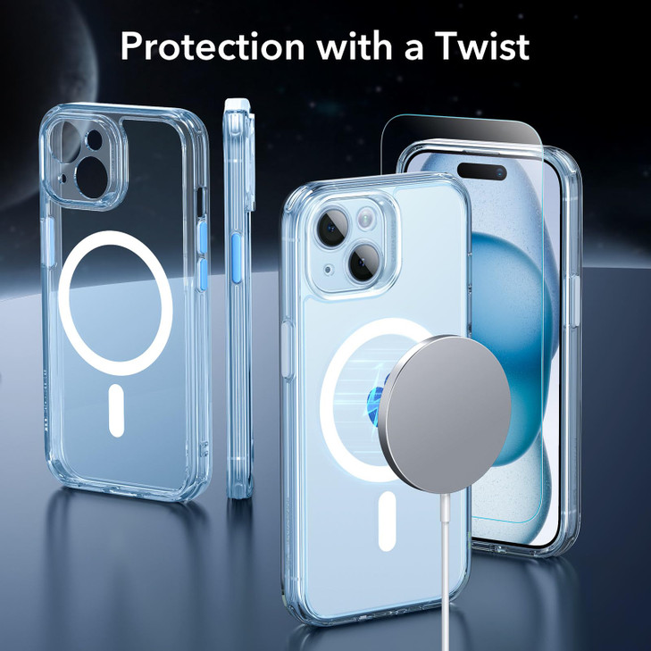 ESR for iPhone 15 Plus Case Translucent Matte Case Compatible with MagSafe MilitaryGrade Protection Classic SeriesClear