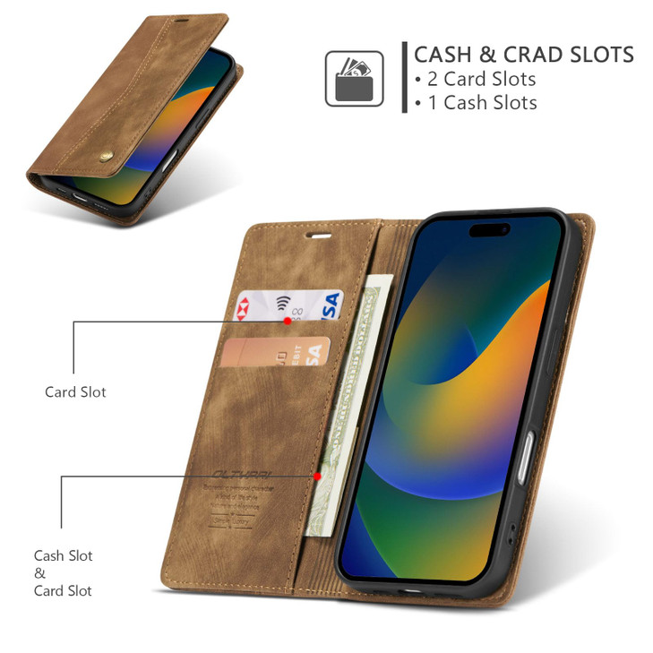 QLTYPRI for iPhone 16 Case Wallet with Card Holder Vintage PU Leather Kickstand Magnetic Closure Shockproof Folio Book C
