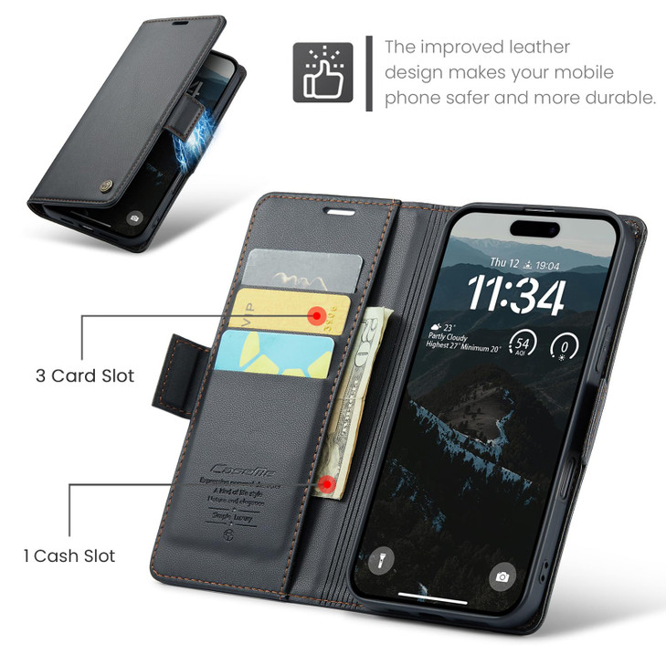 QLTYPRI Wallet Case for iPhone 16 Premium PU Leather Magnetic Flip Folio Case with RFID Blocking Credit Card Slots Kicks