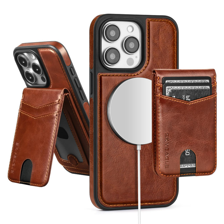 SkyEagle Compatible with Magsafe 2 in 1 Detachable iPhone 16 Pro Max Wallet Case with Card HolderWomen Men Magnetic PU L