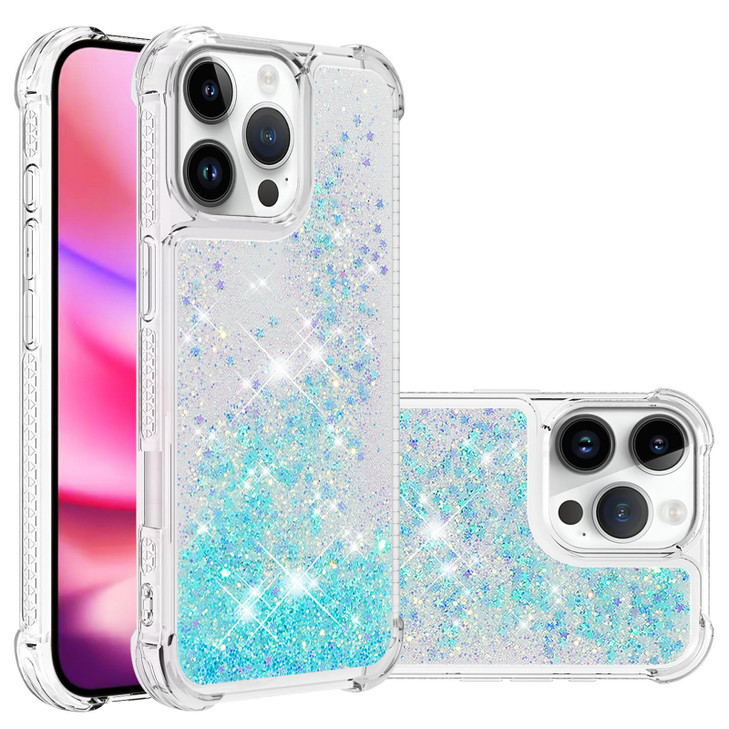 LEMAXELERS Compatible with iPhone 16 Pro Max Glitter Case Clear Flowing Liquid Quicksand Case Girly Women Sparkly Bling