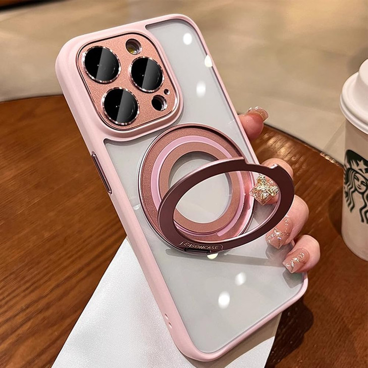 ZinLyuen Magnetic Ring Case for iPhone 16 Pro Max Case Clear 360 Rotatable Ring Holder Compatible with MagSafe Builtin C