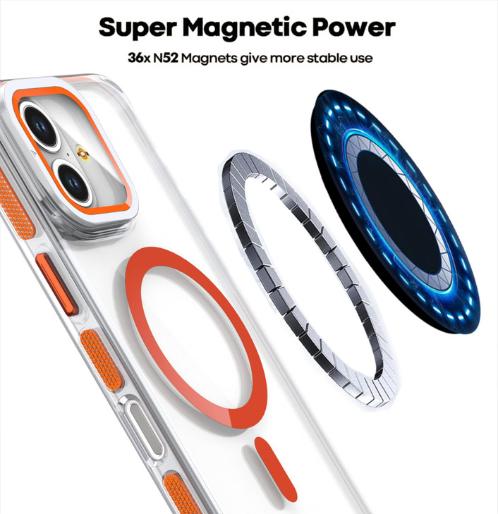 CCSmall for Apple iPhone 16 Case Clear with Camera Lens Ring Stand for Girls Women Compatible with MagSafe Crystal AntiY