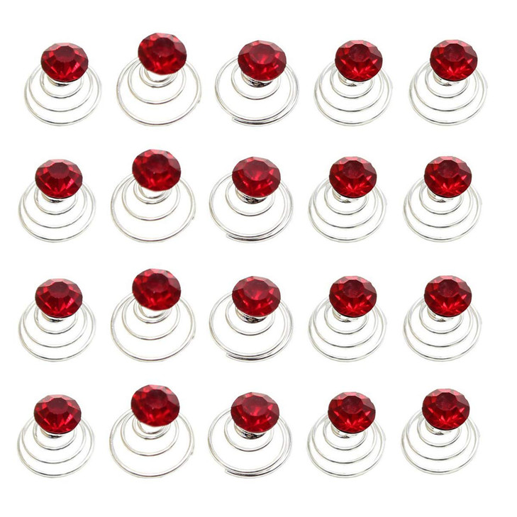 Vpang 20 Pcs Spiral Hair Pins Swirl Hair Twists Coils Hair Clips Wedding Bridal Shiny Rhinestone Crystal Metal Spiral Twist Hairpins Hair Accessories