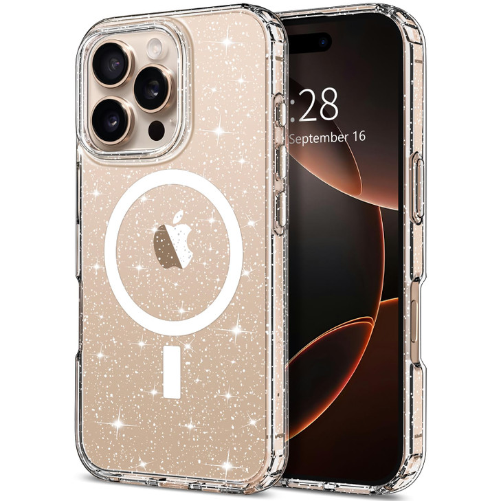 Hython for iPhone 16 Pro Max Case Glitter Clear Glitter Sparkly Shiny Bling Sparkle Cute Cover AntiScratch Soft TPU Slim