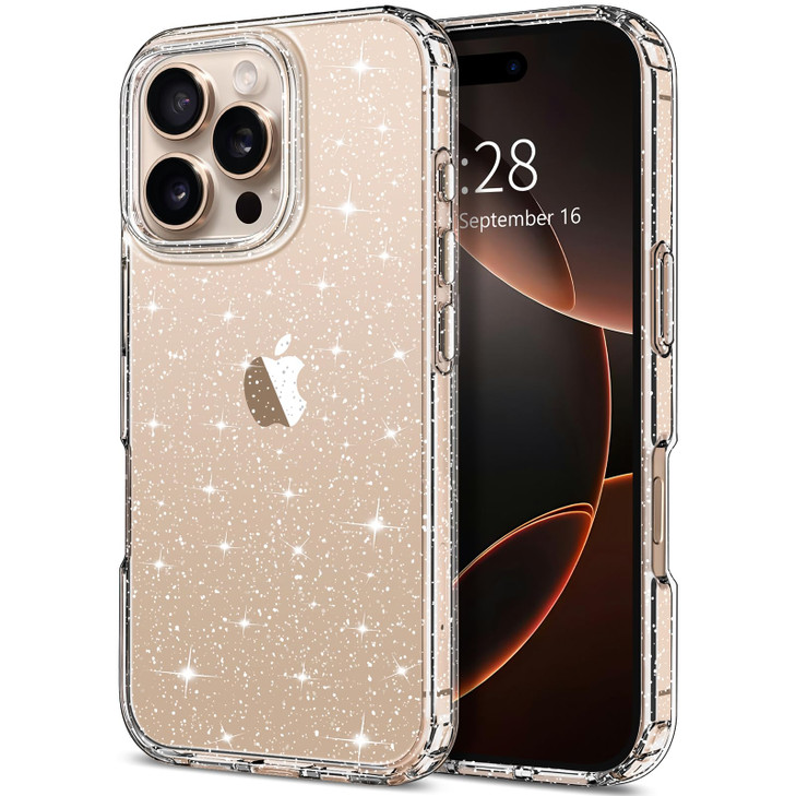 Hython for iPhone 16 Pro Max Case Glitter Clear Glitter Sparkly Shiny Bling Sparkle Cute Cover AntiScratch Soft TPU Slim