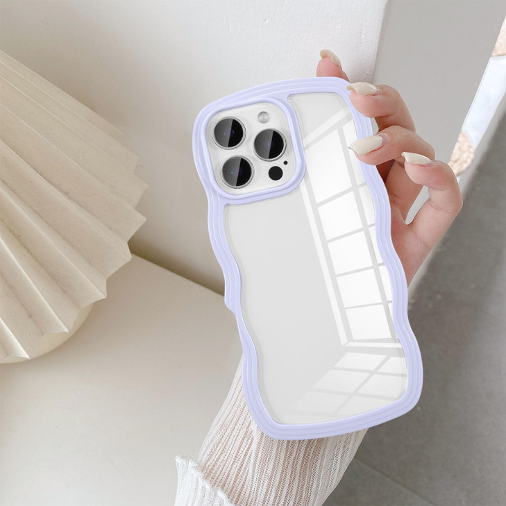 UEEBAI Wave Frame Clear Case for iPhone 16 Pro Max Curly Clear Phone Case Cute Wavy Phone Case for Girl Slim Fit Shockpr