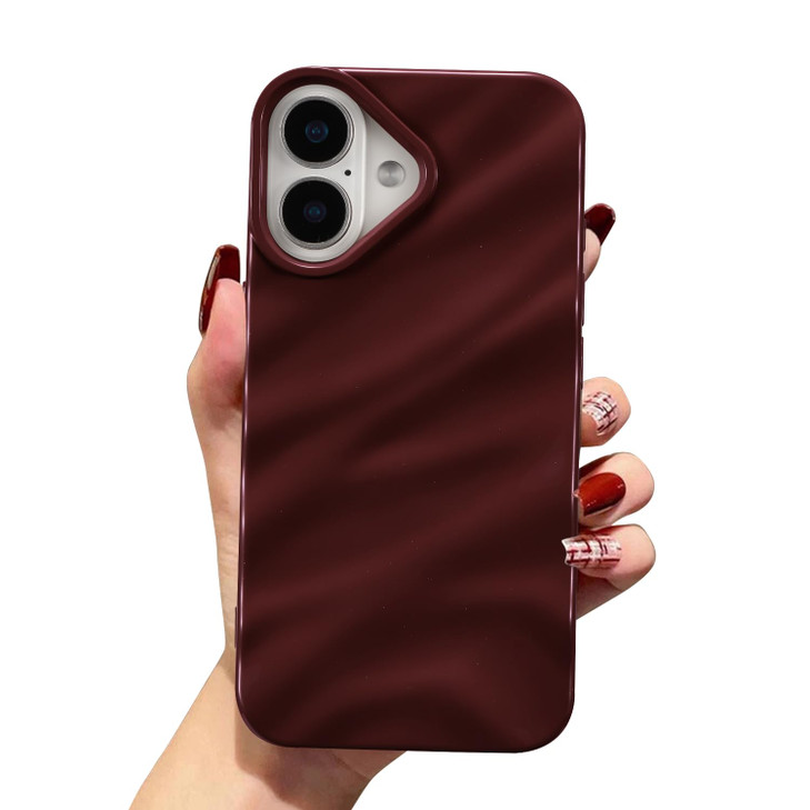 QLTYPRI Compatible with iPhone 16 Plus Case Cute Wave Water Ripple Pattern Case for Girls Women Slim Satin Glossy Soft S