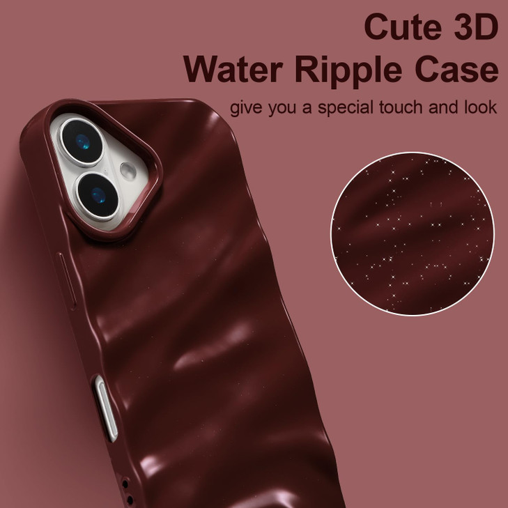 QLTYPRI Compatible with iPhone 16 Plus Case Cute Wave Water Ripple Pattern Case for Girls Women Slim Satin Glossy Soft S