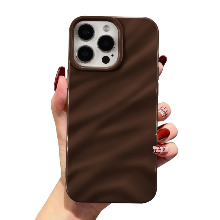 QLTYPRI Compatible with iPhone 16 Pro Case Cute Wave Water Ripple Pattern Case for Girls Women Slim Satin Glossy Soft Si